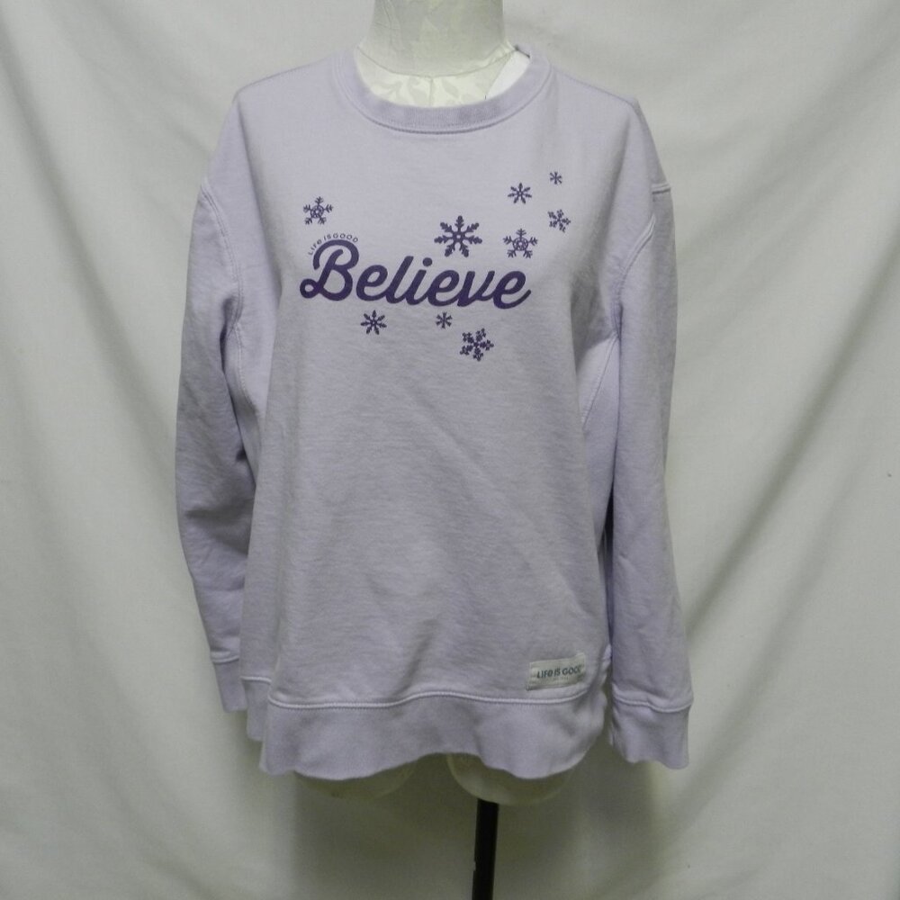 Life is Good Believe Christmas sweatshirt top knit purple Size Sz X-Large XL